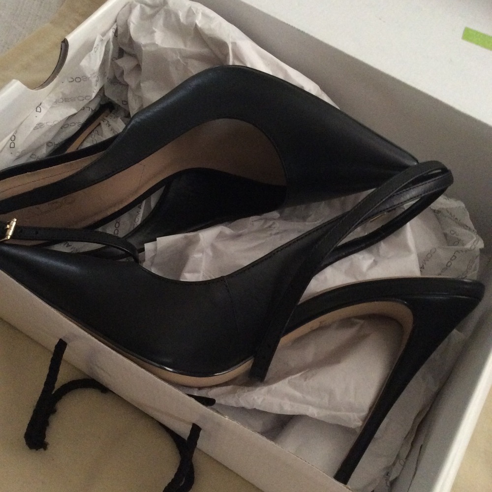 Leather ankle strap high heels